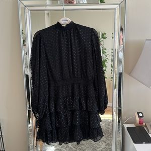 Express - High Neck Mini Dress w/ Metallic Polka Dots